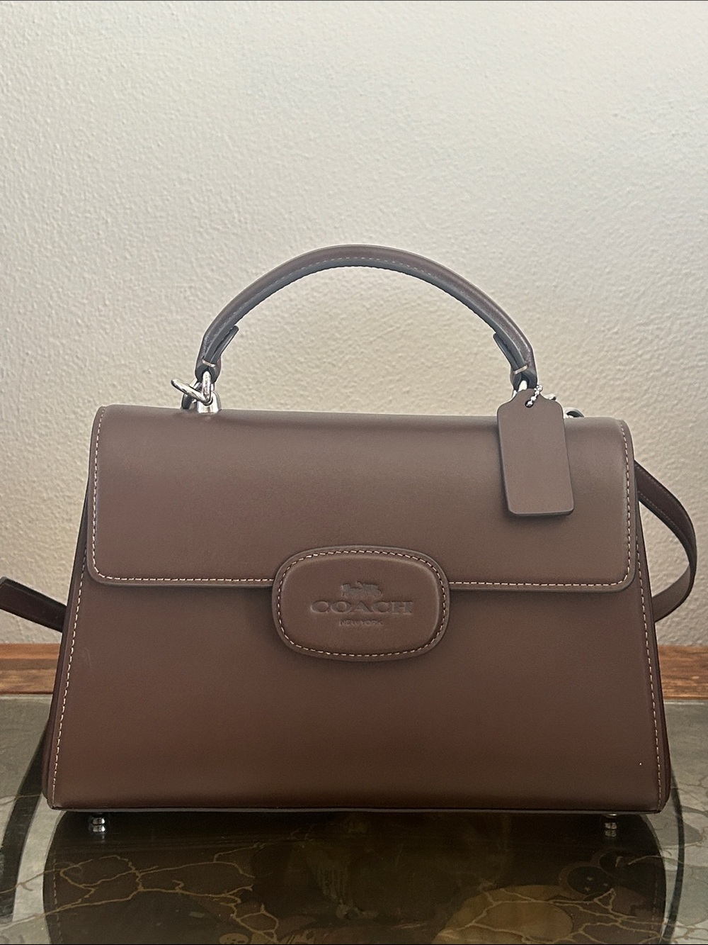 Coach Chocolate Brown Leather Structured Top-Handle Satchel